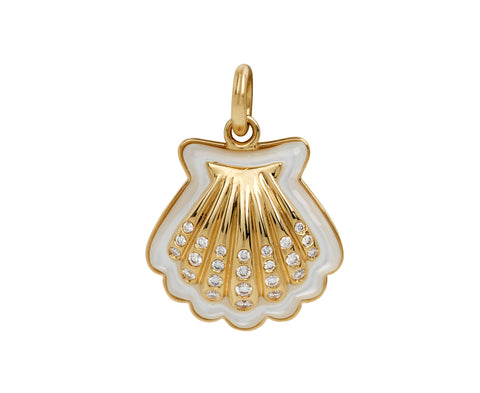 Mother-of-Pearl and Diamond Seashell Pendant ONLY