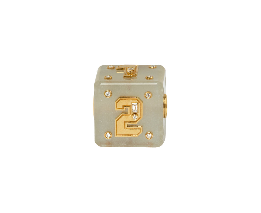White Moonstone Jumbo Numbers Dice Bangers Charm ONLY