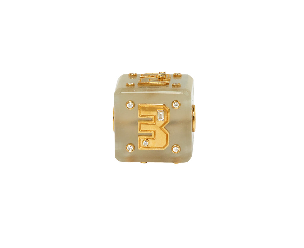 White Moonstone Jumbo Numbers Dice Bangers Charm ONLY