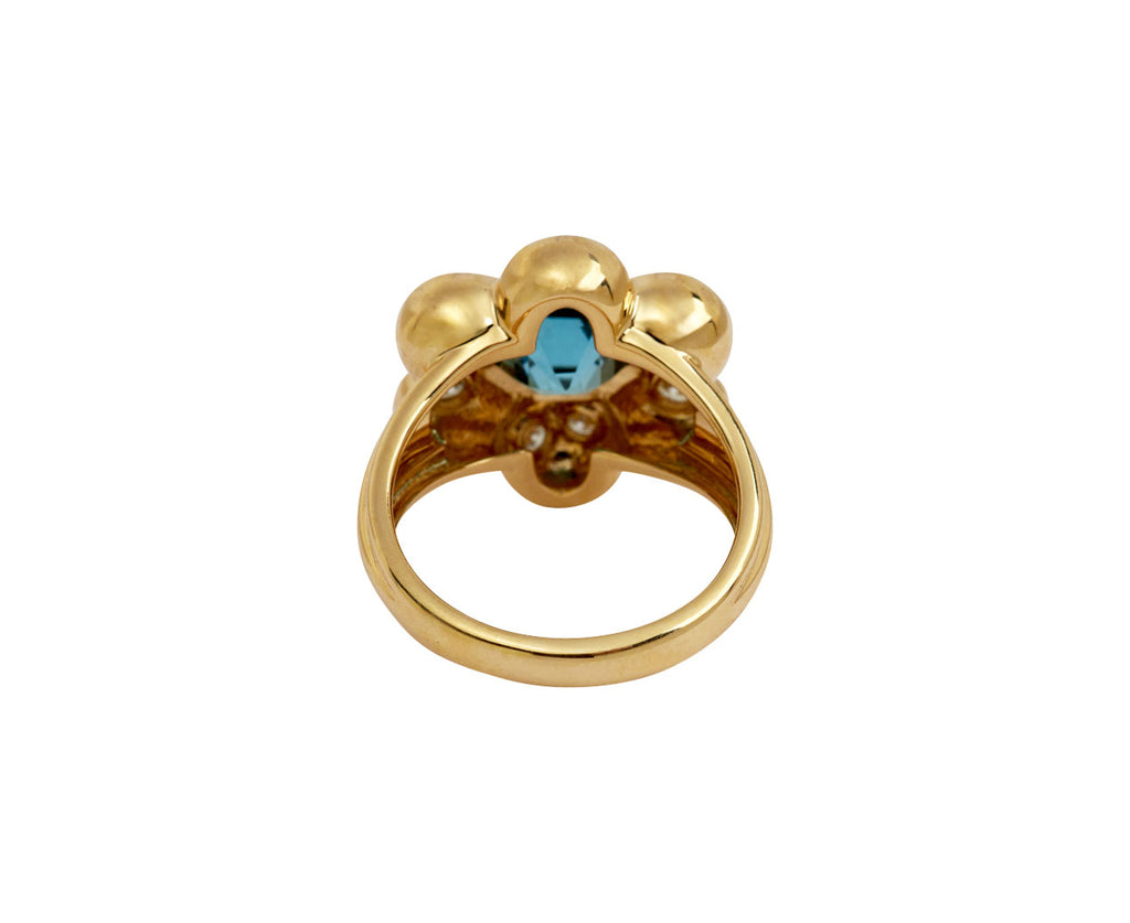 Blue Zircon Flower Puff Ring