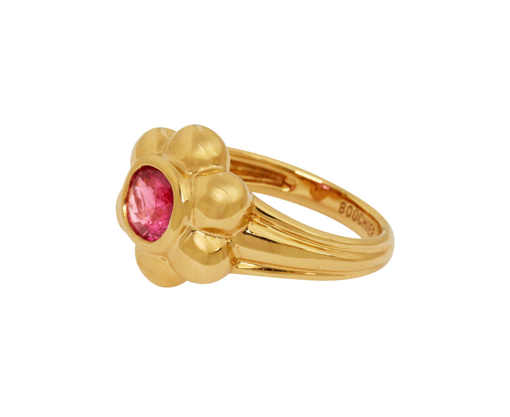 Pink Spinel Flower Puff Bloom Ring