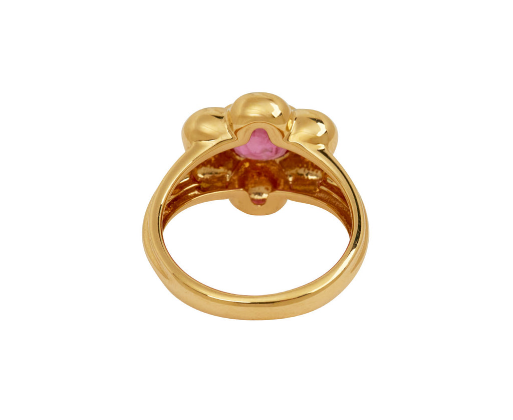 Pink Spinel Flower Puff Bloom Ring