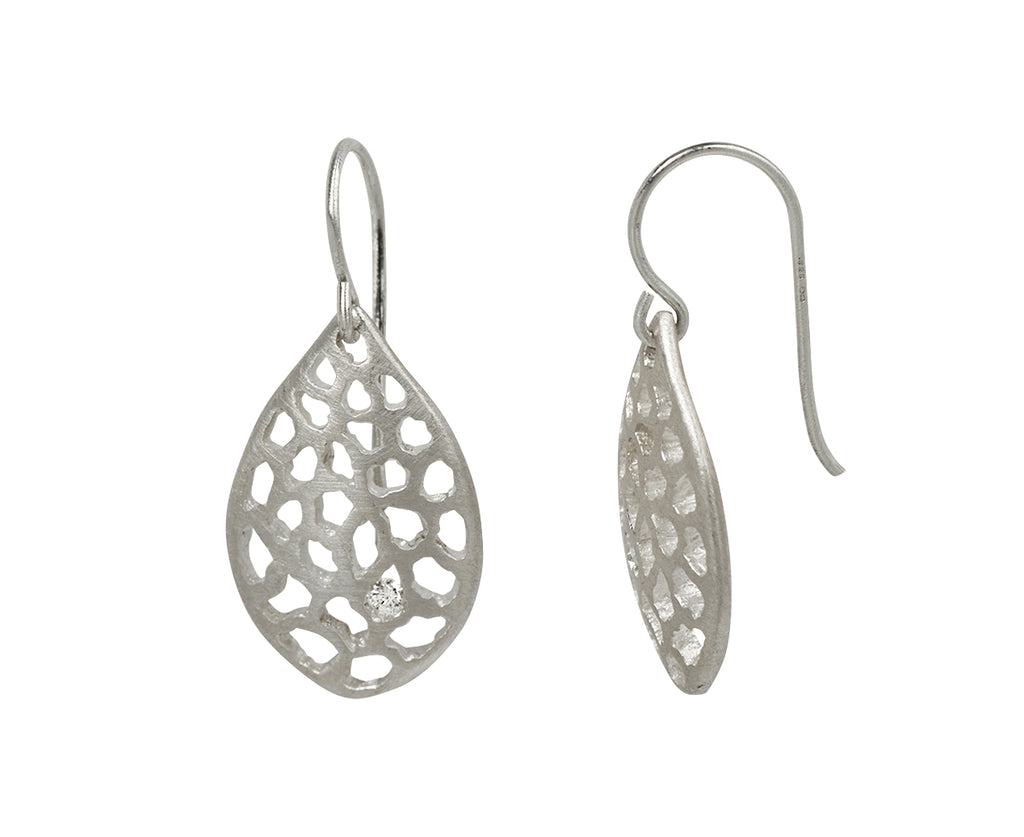 Branch Lacey Leaf Diamond Earrings - side