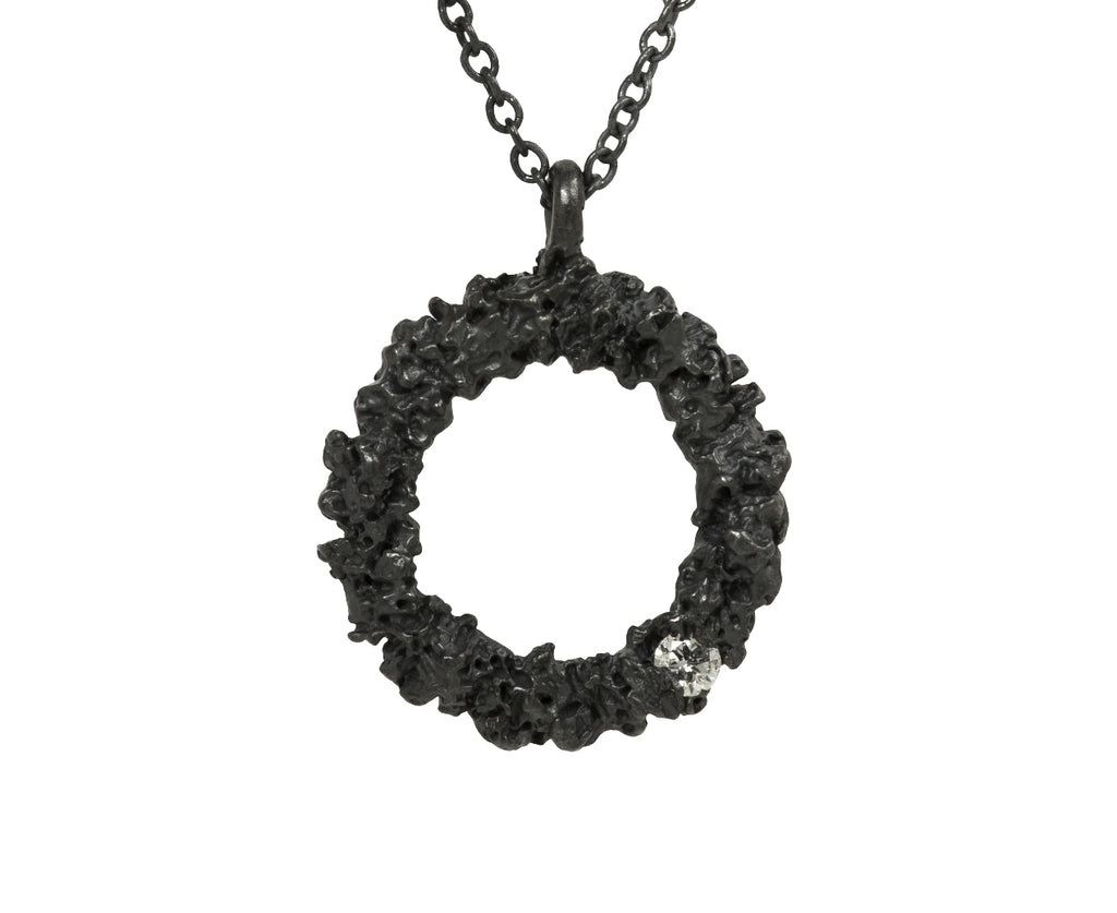 Branch Chryseum Circle Pendant Necklace - closeup