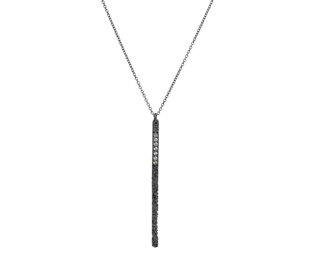 Branch Blackened Lava Stick Diamond Pendant Necklace