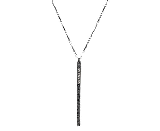 Branch Blackened Lava Stick Diamond Pendant Necklace