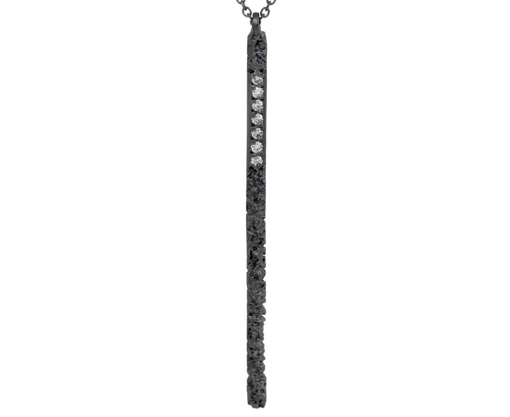 Branch Blackened Lava Stick Diamond Pendant Necklace - Closeup