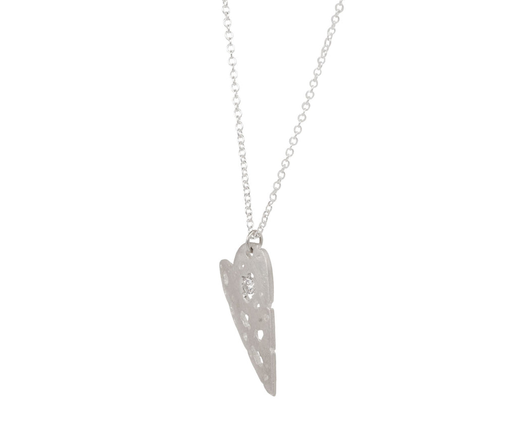 Branch Shadow Heart Diamond Pendant Necklace - Angled View