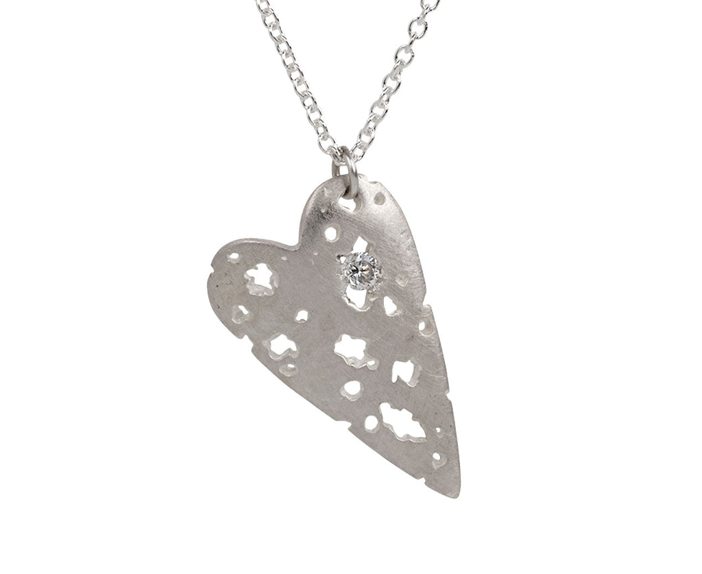 Branch Shadow Heart Diamond Pendant Necklace - Closeup