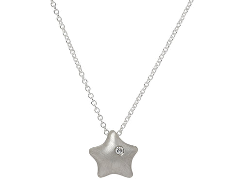 Branch Puffy Starfish and Diamond Pendant Necklace