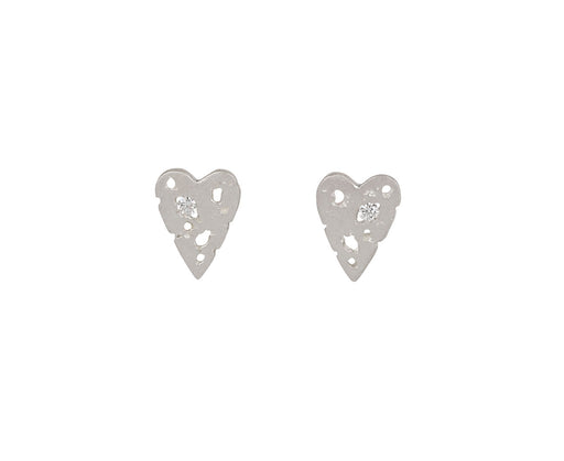 Branch Mini Shadow Heart and Diamond Post Earrings