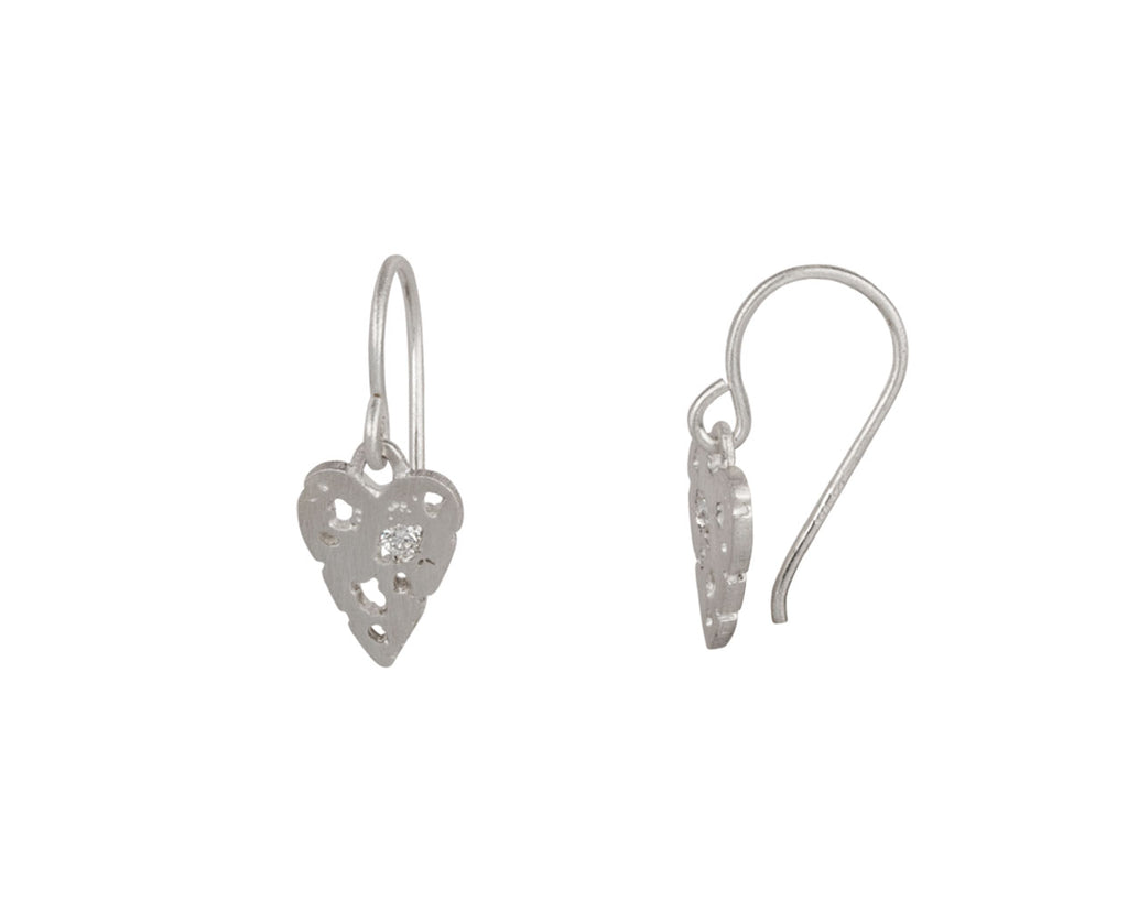 Branch Mini Shadow Heart and Diamond Drop Earring - Side View