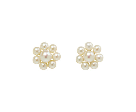 Sophie Bille Brahe Petite Marguerite Pearl Flower Stud Earrings