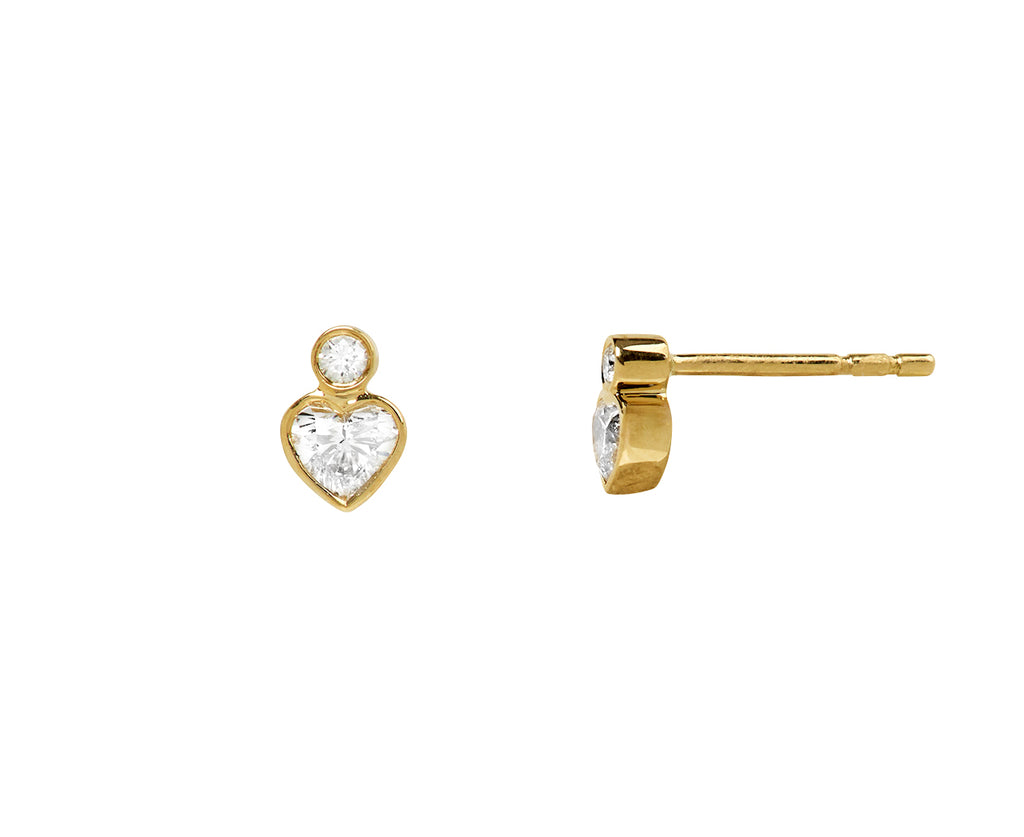 Sophie Bille Brahe Petite Lily Coeur Stud Earrings Side View
