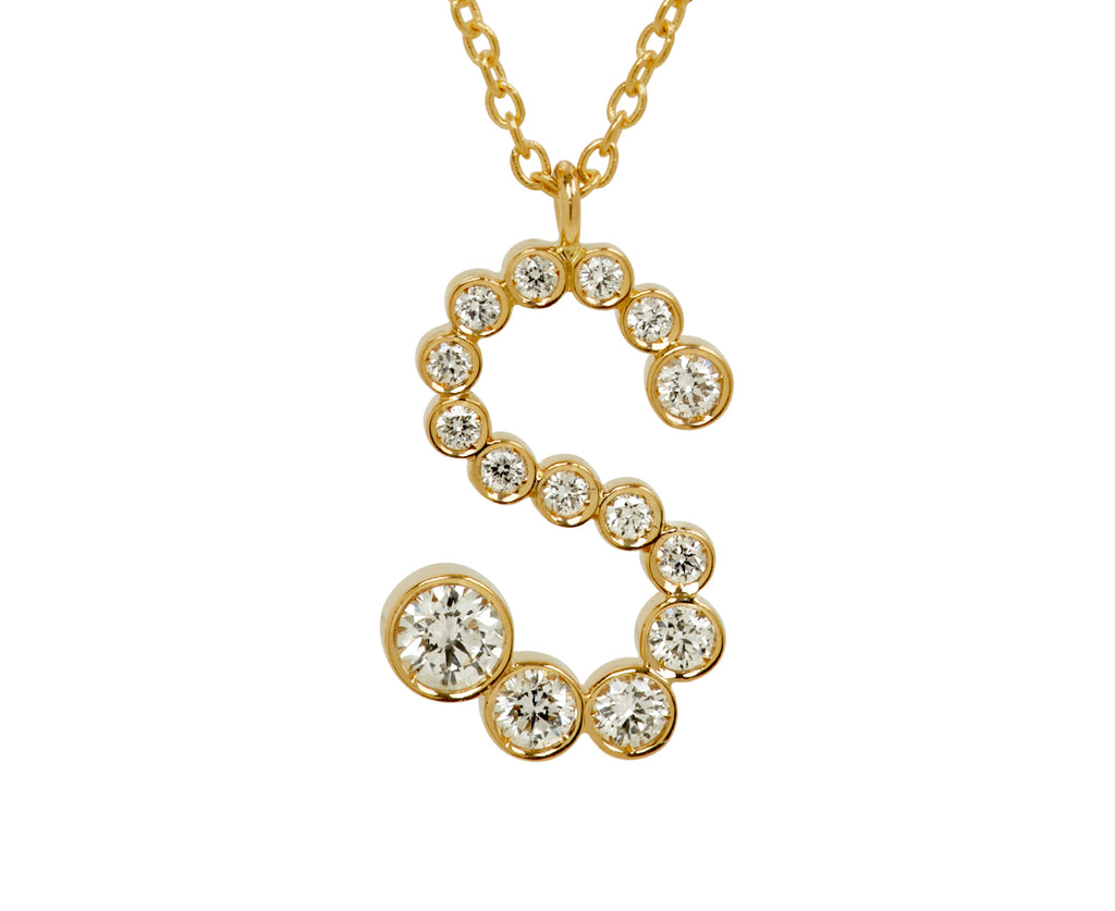 Sophie Bille Brahe Diamond Soprano 'S' Pendant Necklace - closeup