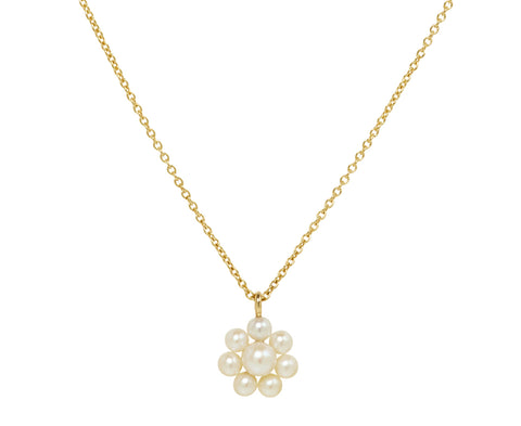 Sophie Bille Brahe Petite Marguerite Pearl Flower Pendant Necklace
