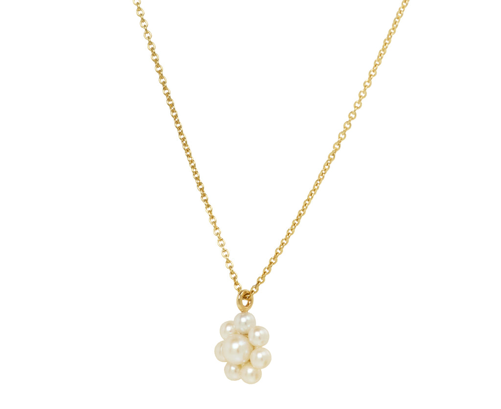 Sophie Bille Brahe Petite Marguerite Pearl Flower Pendant Necklace Side