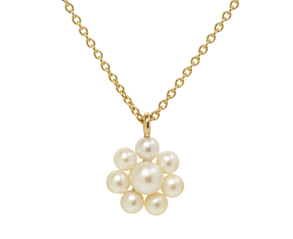 Petite Marguerite Pearl Flower Pendant Necklace