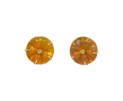 Brooke Gregson Carved Opal Blossom Stud Earrings