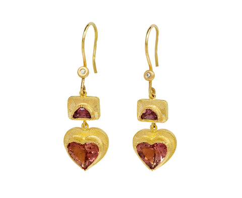 Brooke Gregson Tourmaline and Diamond Heart Double Drop Earrings
