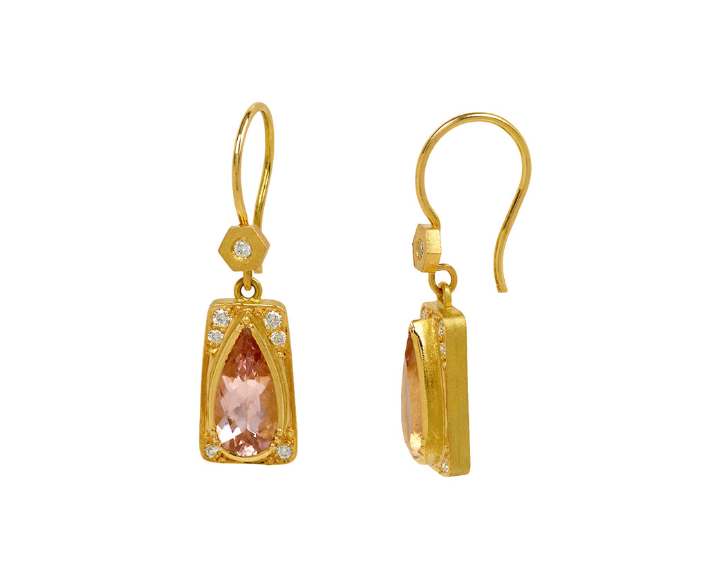 Brooke Gregson Pink Tourmaline Utopia Hex Earrings - side