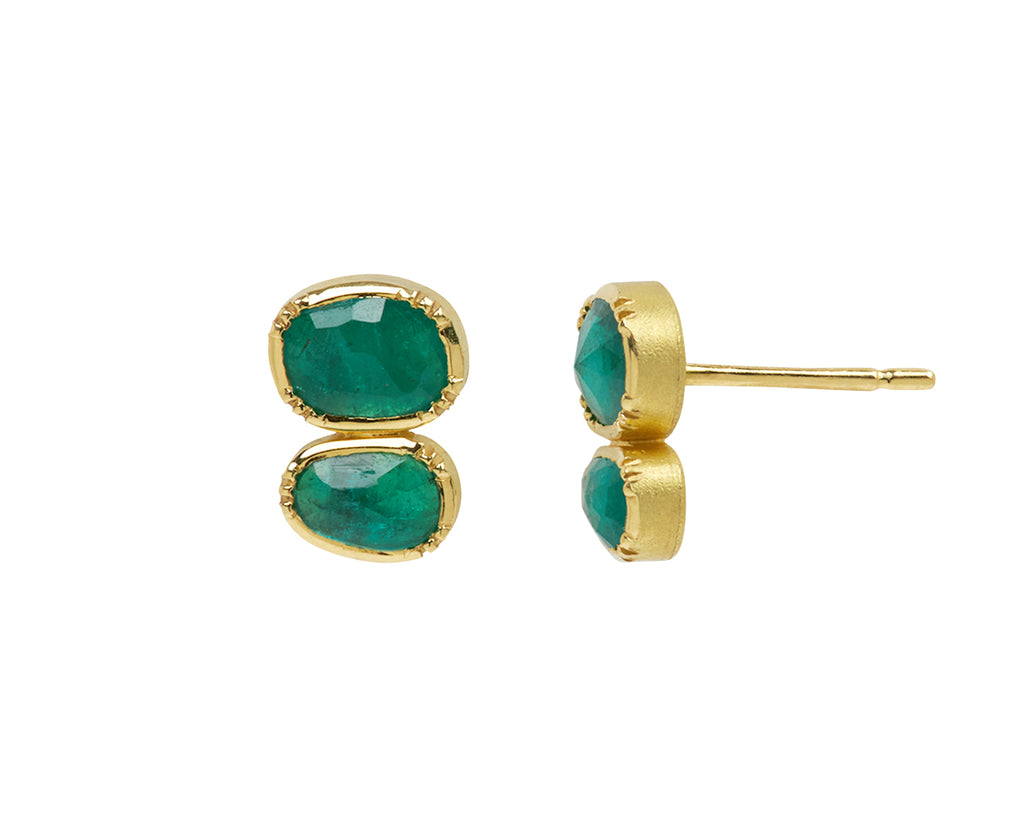 Double Orbit Emerald Earrings