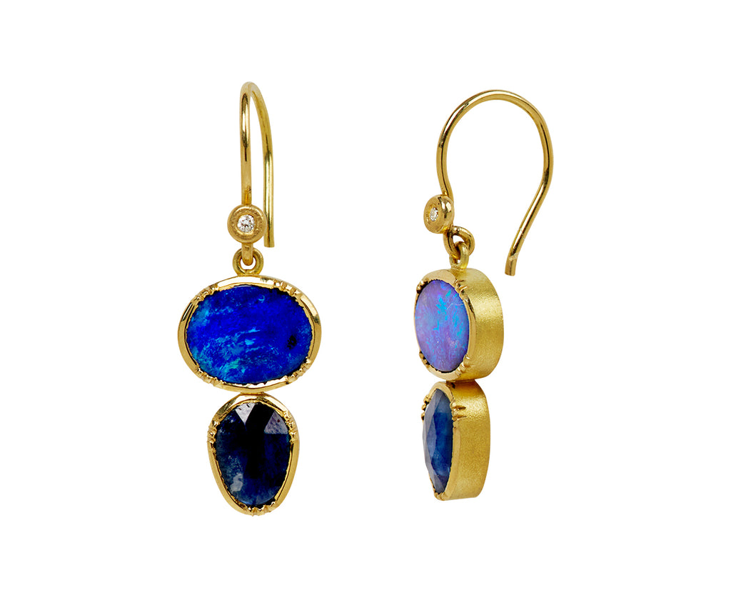 Brooke Gregson Double Orbit Opal and Sapphire Earrings - side