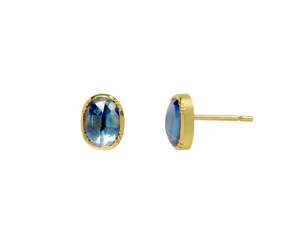 Blue Sapphire Orbit Stud Earrings