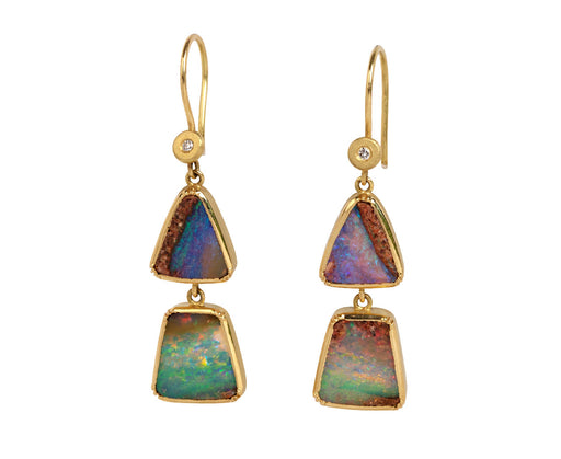 Brooke Gregson Pyramid Wood Opal Double Drop Earrings