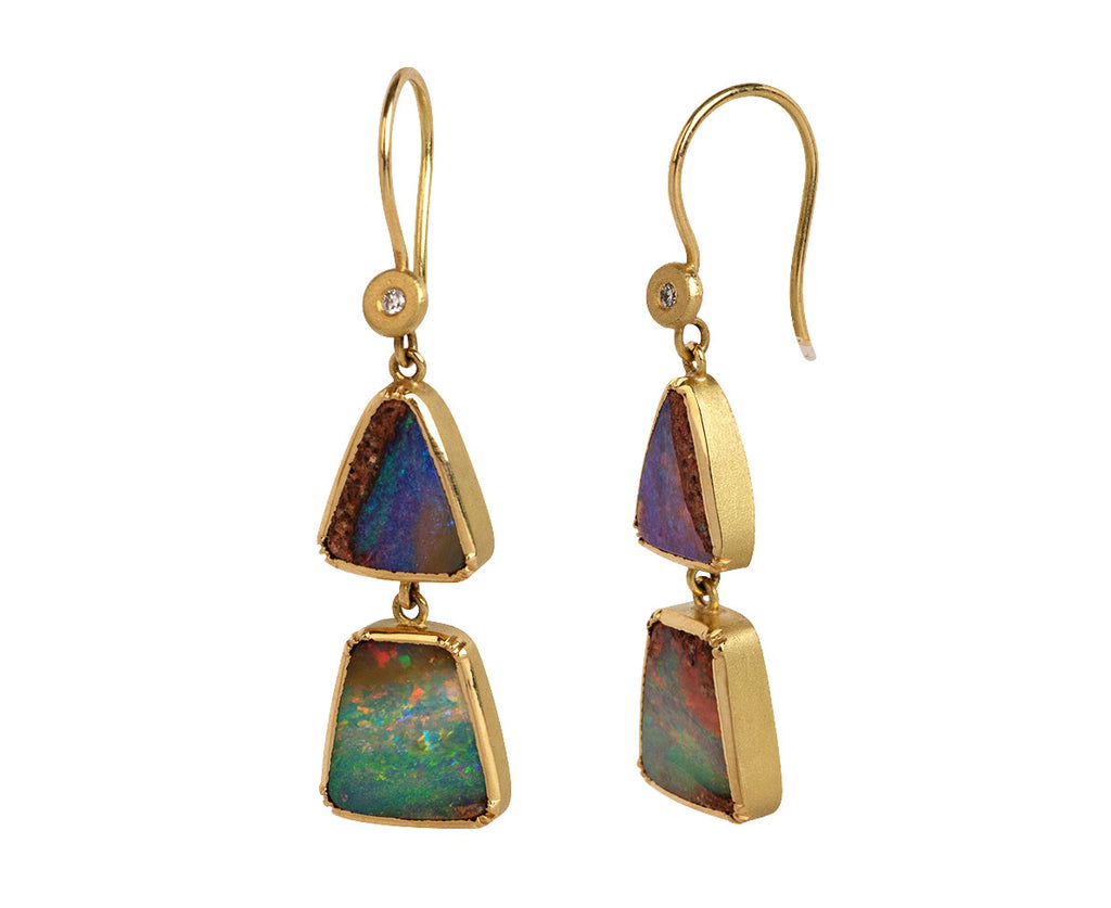 Brooke Gregson Pyramid Wood Opal Double Drop Earrings Side View