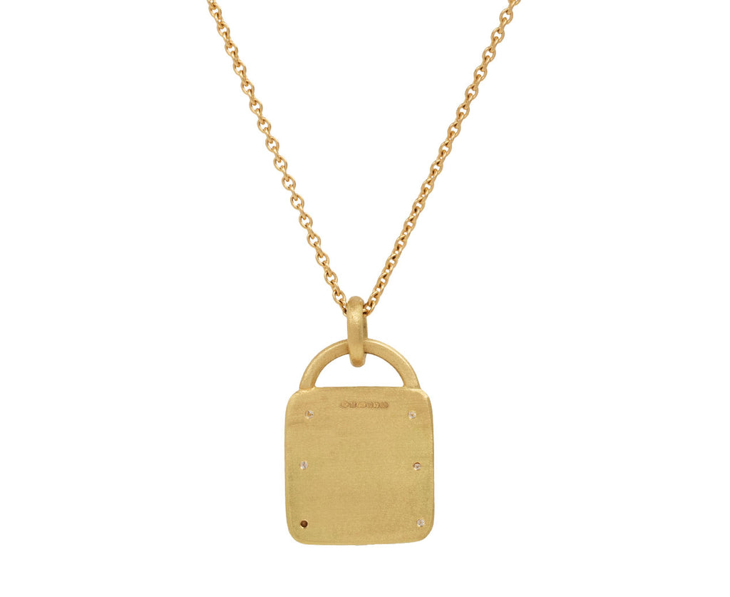 Emerald Engraved Lock Pendant Necklace