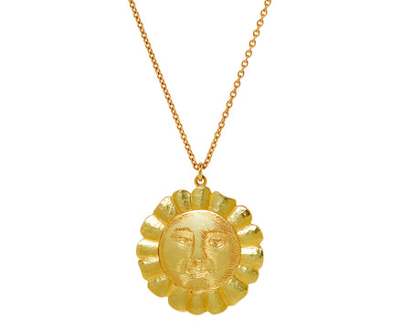 Brooke Gregson Engraved Lionheart Sun Pendant Necklace