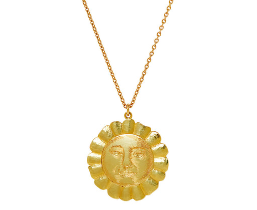 Brooke Gregson Engraved Lionheart Sun Pendant Necklace