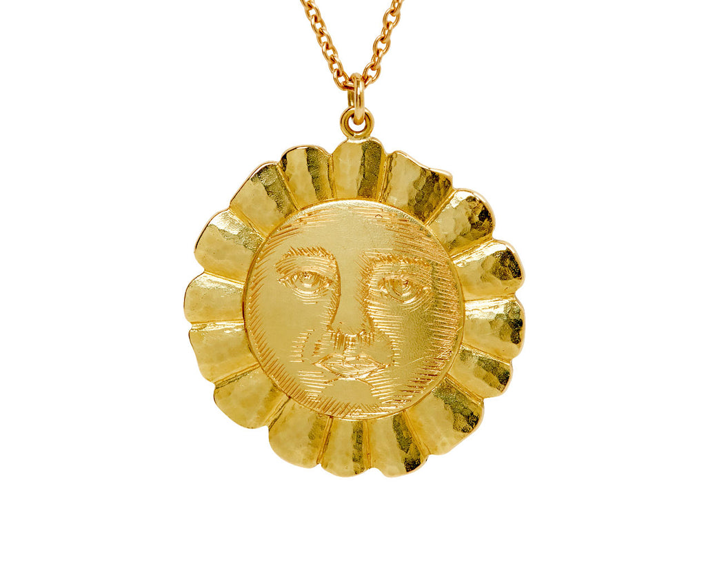 Brooke Gregson Engraved Lionheart Sun Pendant Necklace - closeup