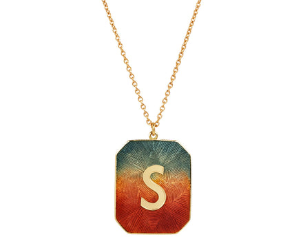 Brooke Gregson Sunset Enamel Letter 'S' Pendant Necklace