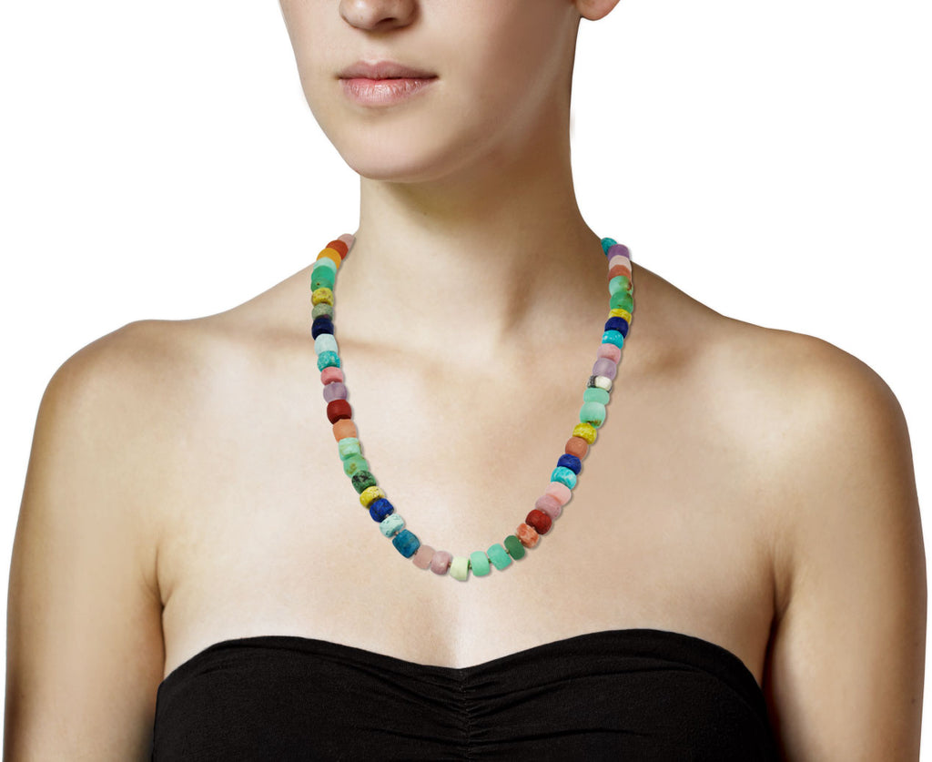 Rainbow Candy Gem Honed Bead Necklace