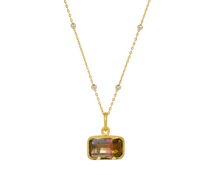 Bicolour Tourmaline Beaded Chain Necklace
