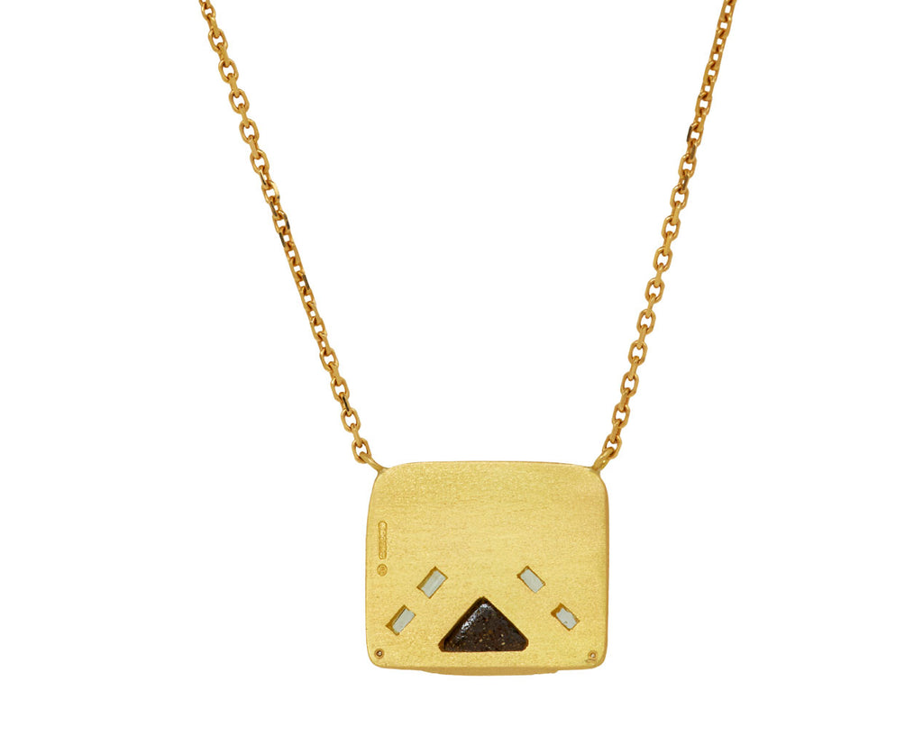 Brooke Gregson Boulder Opal, Emerald and Diamond Geo Pendant Necklace - back