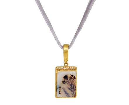 Pink Sapphire Dendritic Agate Fauna Velvet Necklace