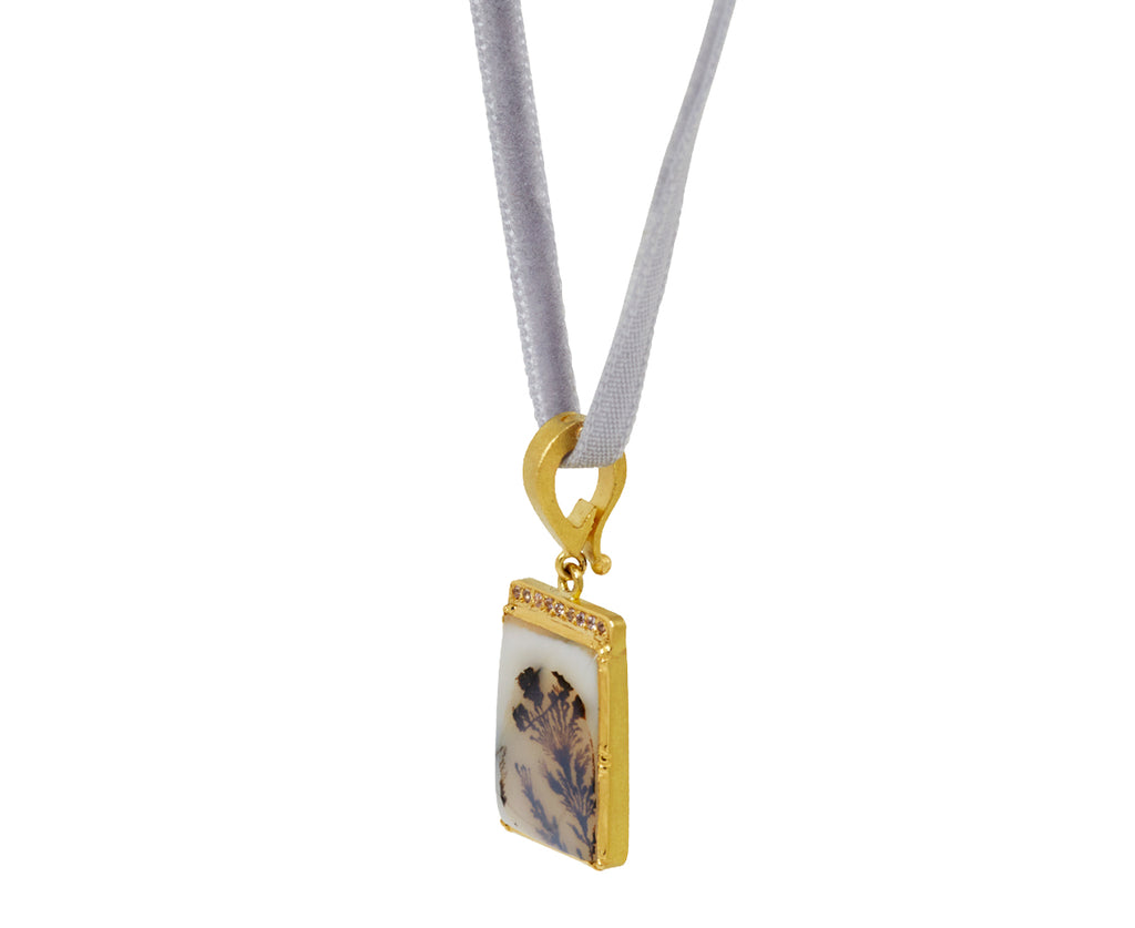 Pink Sapphire Dendritic Agate Fauna Velvet Necklace