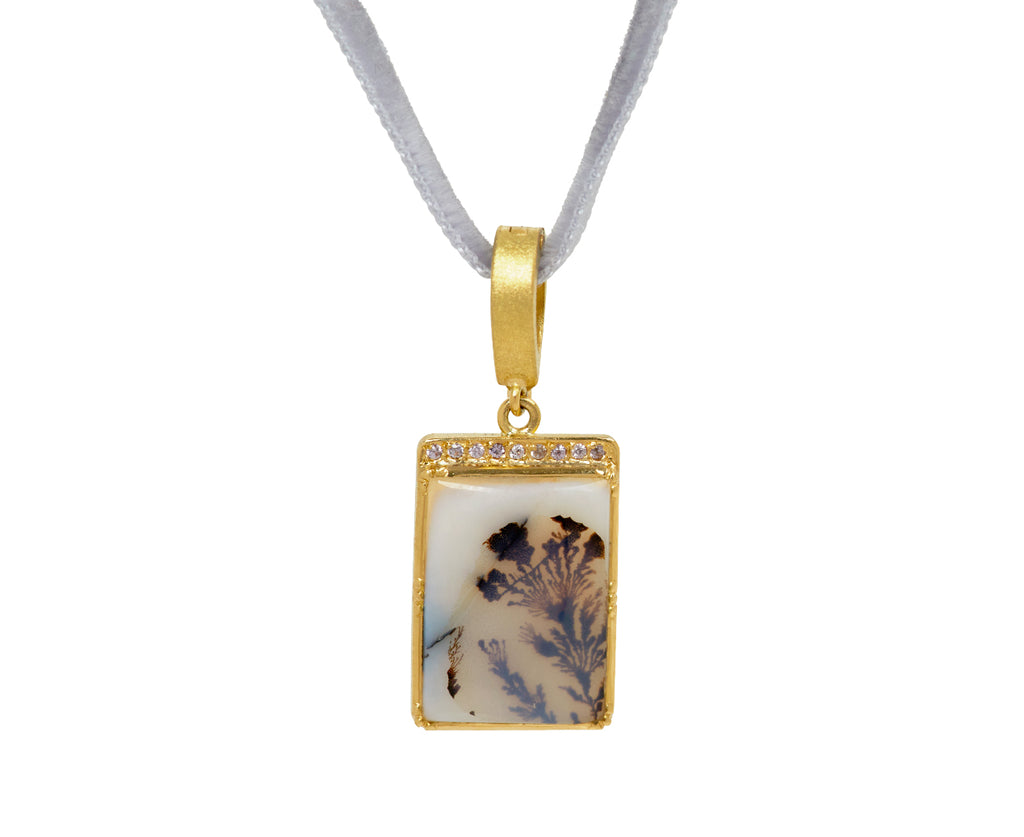 Pink Sapphire Dendritic Agate Fauna Velvet Necklace