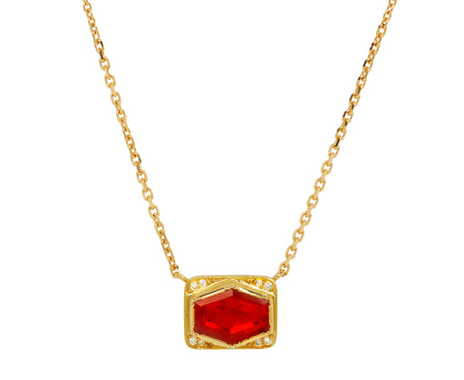 Geo Halo Fire Opal Necklace