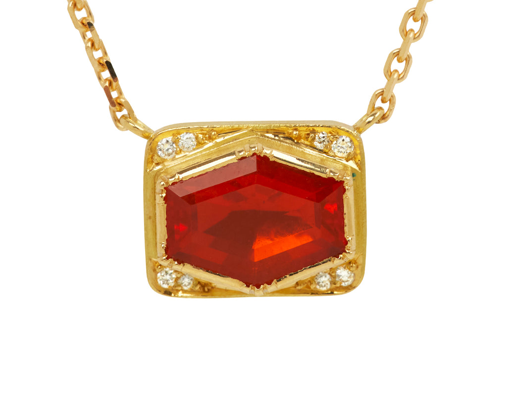 Geo Halo Fire Opal Necklace