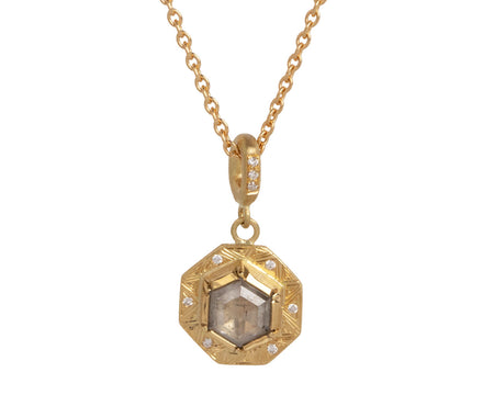 Brooke Gregson Geo Engraved Diamond Shield Pendant Necklace