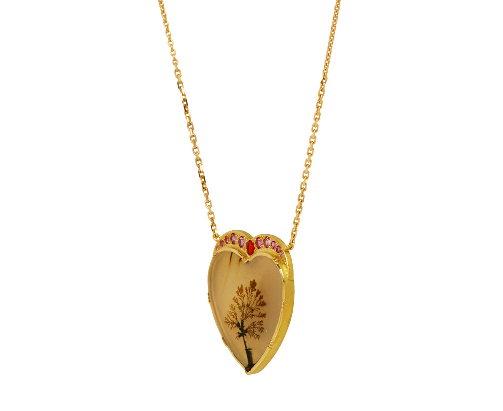 Brooke Gregson Dendritic Agate Fire Opal and Spinel Sycamore Heart Pendant Necklace- side