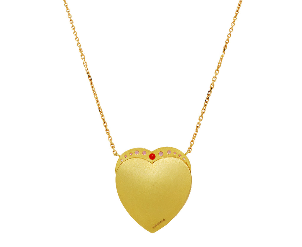 Brooke Gregson Dendritic Agate Fire Opal and Spinel Sycamore Heart Pendant Necklace - back