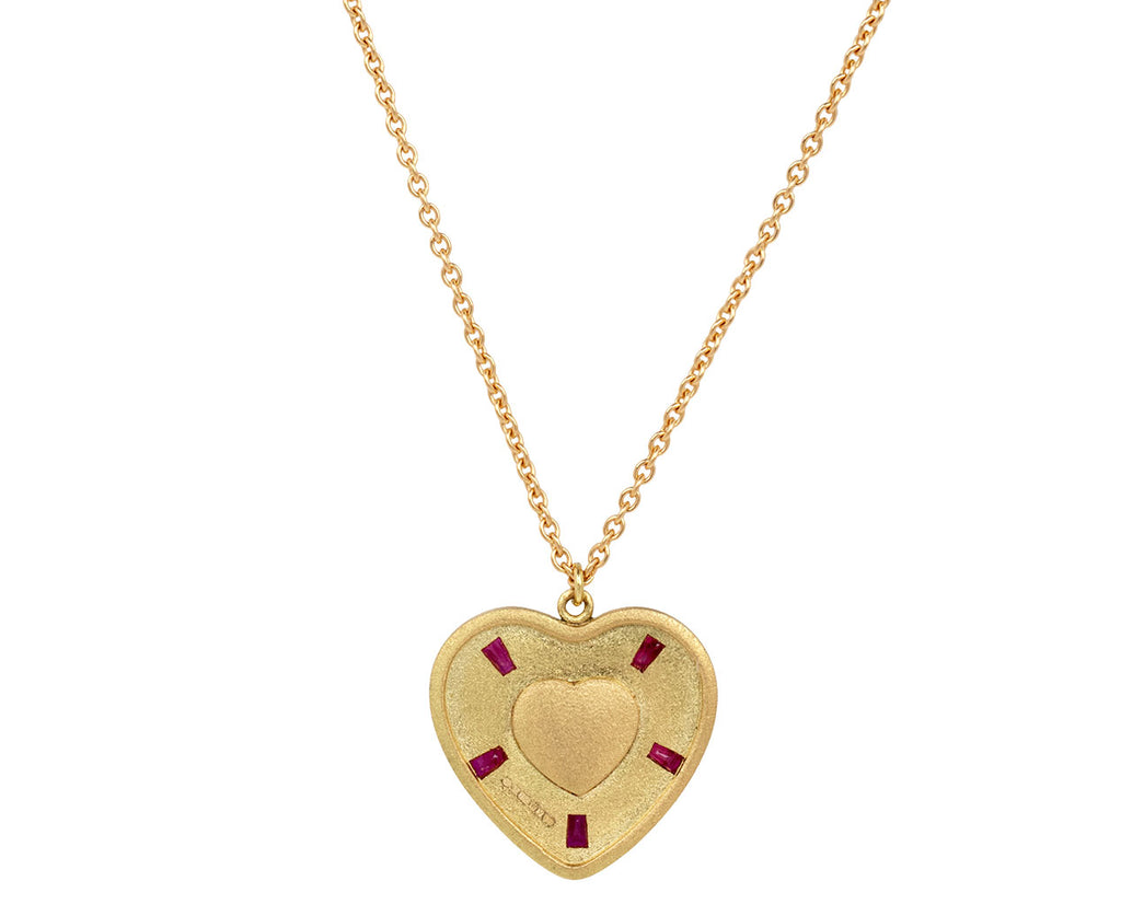 Opal, Ruby and Enamel Heart Pendant Necklace