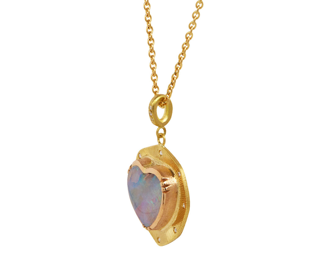 Brooke Gregson Opal Heart Shield Pendant Necklace Side View