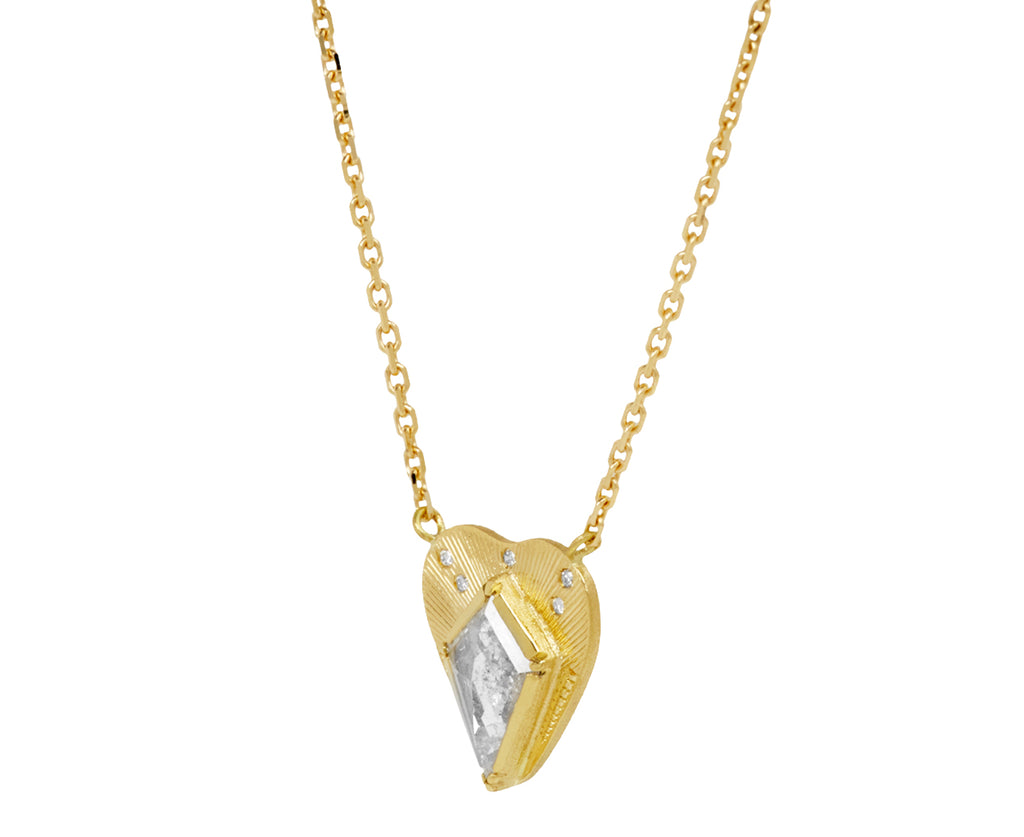 Brooke Gregson Diamond Engraved Heart Pendant Necklace - Side View