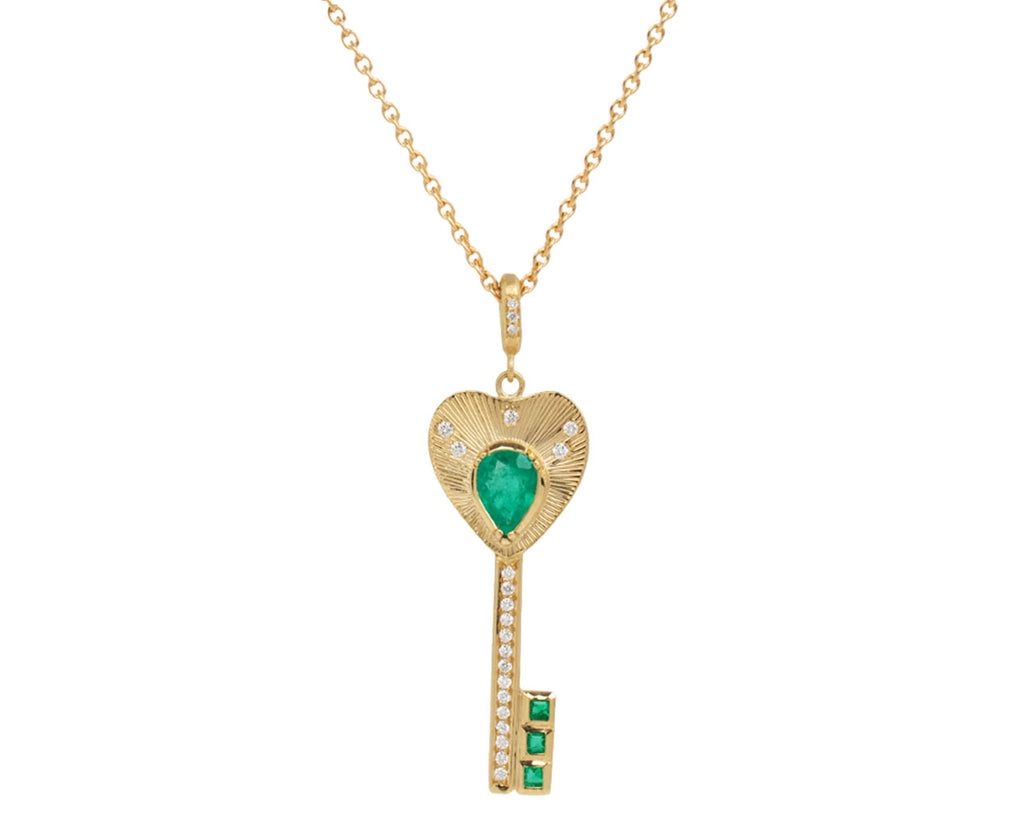 Brooke Gregson Emerald and Diamond Key Pendant Necklace